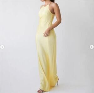 NWT Rumored Mirielle Maxi Dress Banana Yellow Open Back Formal Wedding Size XL